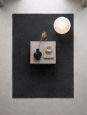 Hand Tufted Grand Pencil Grey Wool Rug - Minimalist Charcoal Scandi Area Carpet