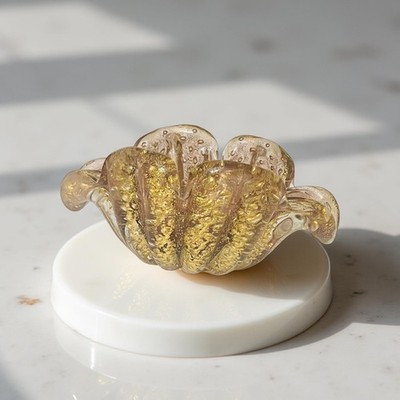Barovier and Toso Murano glass bowl in brilliant gold 