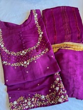 New 3pcs raw silk full handwork formal Pakistani, Indian wear dress M42