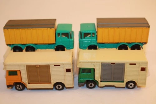 4 Vintage Matchbox Lesney 1960's-1970's Trucks DAF TIPPER CONTAINER / HORSE-BOX