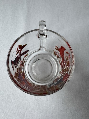 Arcoroc 1970s Vintage Bird Mug Glass 10oz Cardinal Blue Jay - Picture 5 of 9