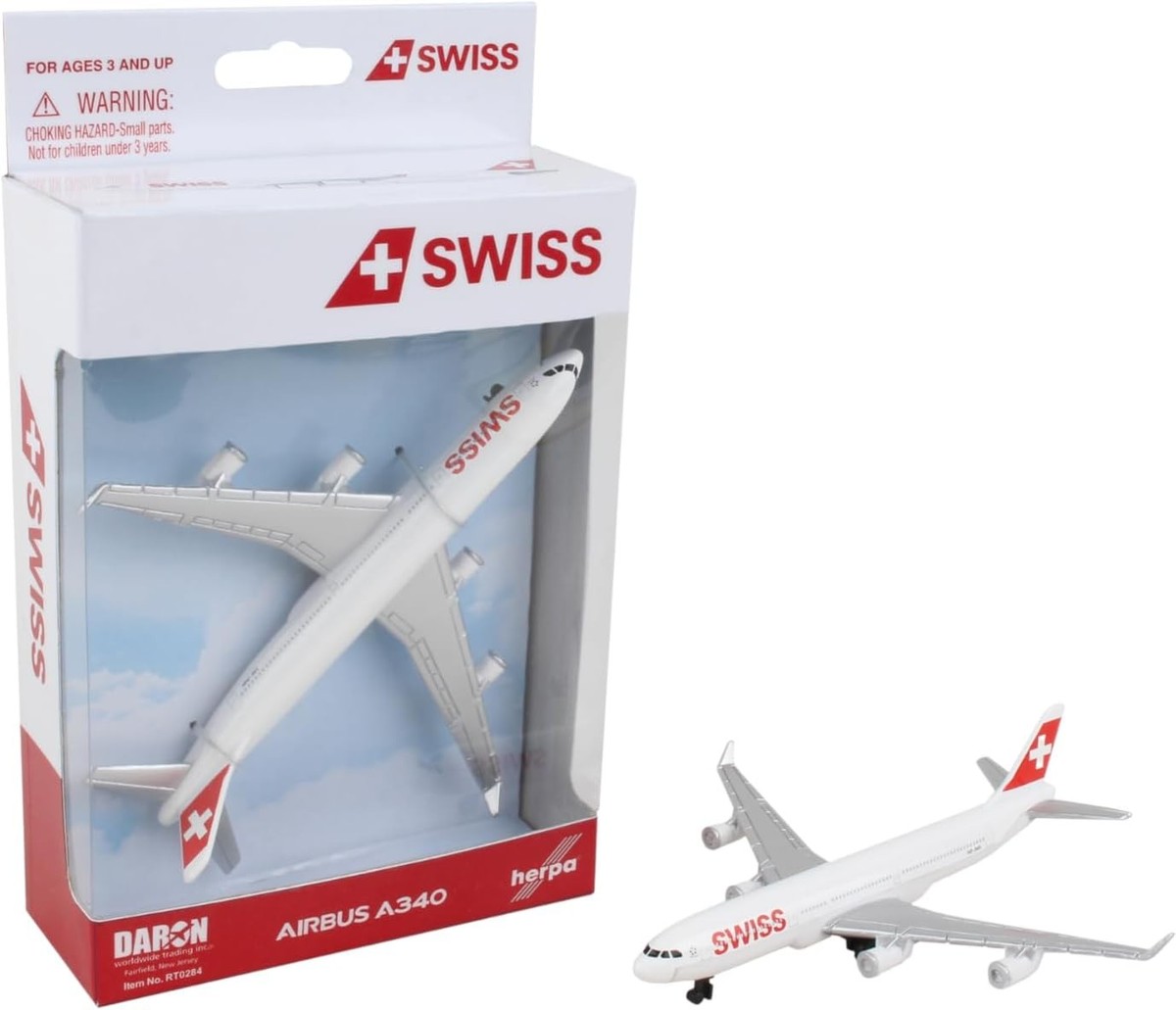 Single Plane Swiss Airlines Airbus a340 Die Cast Metal Toy