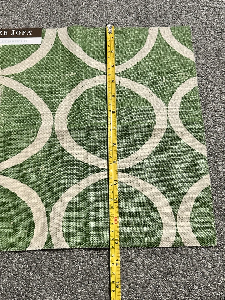 Lee Jofa Fabric Sample 13.25” Circles Forest Linen Green Blithfield Crafts - Image 3 of 4