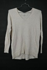 Loft Womens Soft White V Neck Long Sleeve Wool Blend Straight Stretch Sweater S