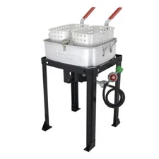 Commercial Grade Propane Gas Dual Basket Outdoor Fryer 18 Qt Deep Fry Fish Wings