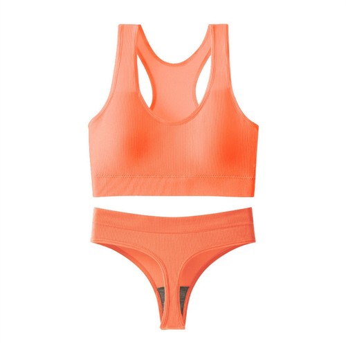 Damen-Unterwäsche-Set nahtlos gerippt hochtaillierte Slips Unterhose mit Sport-BH - Bild 12 von 68