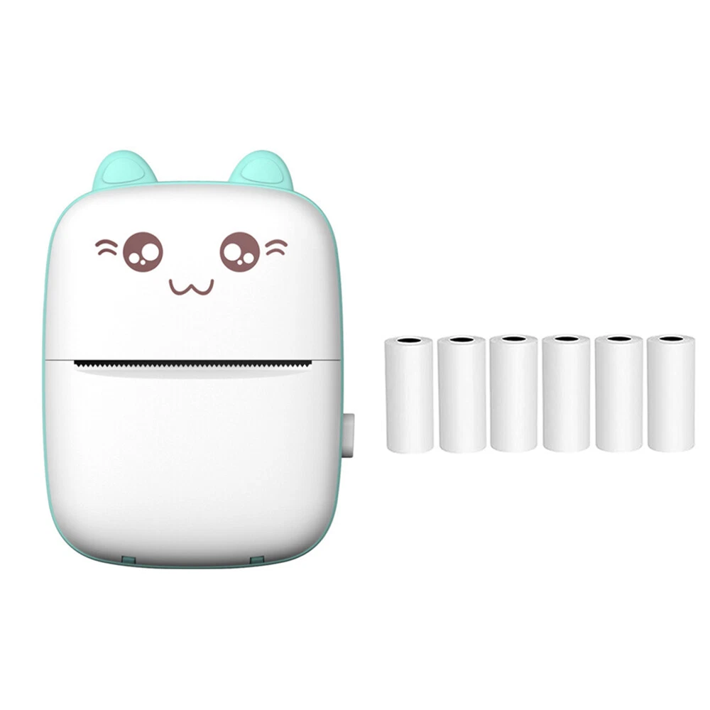 Portable Mini Bluetooth Thermal Printer with 6 Photo Rolls Wireless Pocket-Sized