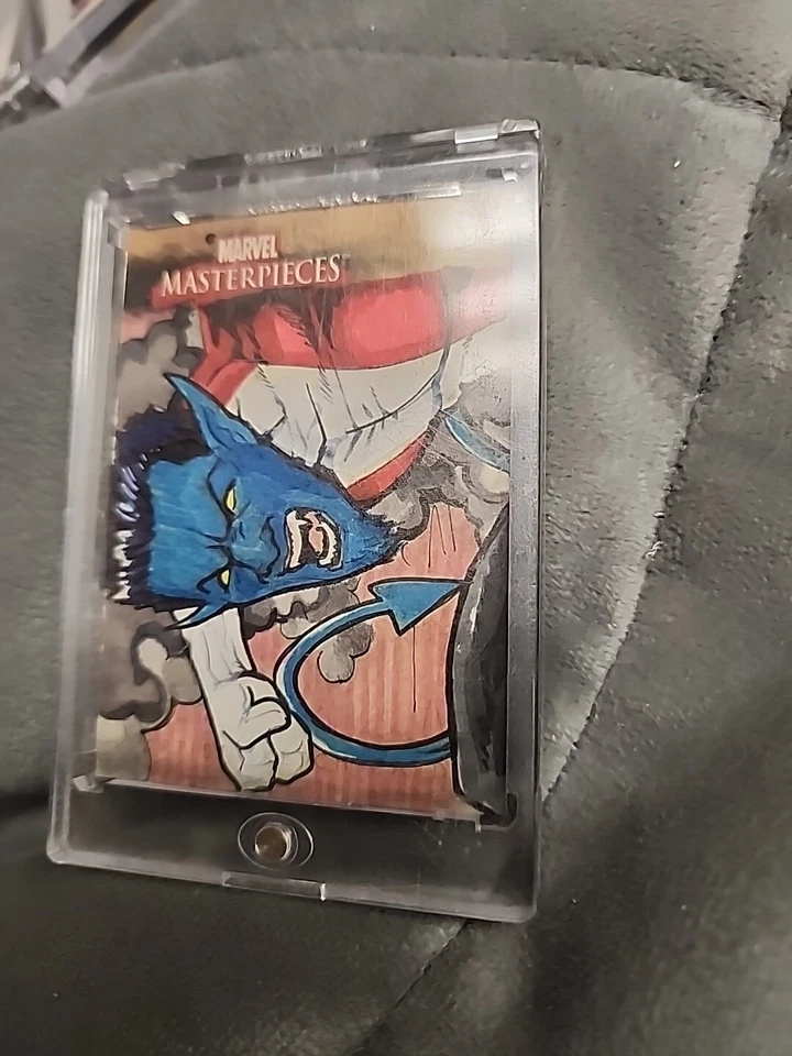 Tarjeta de boceto de artista SkyBox Marvel Masterpieces 2008 dibujada a mano 1/1 Nightcrawler Foto 4 de 4