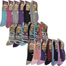 Women Wool Socks Warm Winter Thermal Boot Crew Lamb Wool Socks Holiday Prints