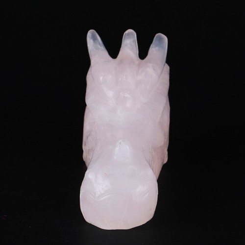 3" Natural Pink Rose Quartz Crystal Dragon Skull Head Carved Carving 0021 - Picture 3 of 6