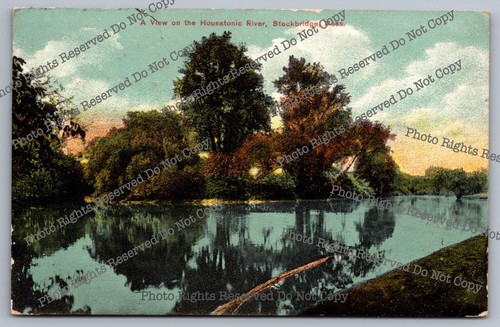 Antique Postcard 1911 A View On The Housatonic River Stockbridge Massachusetts