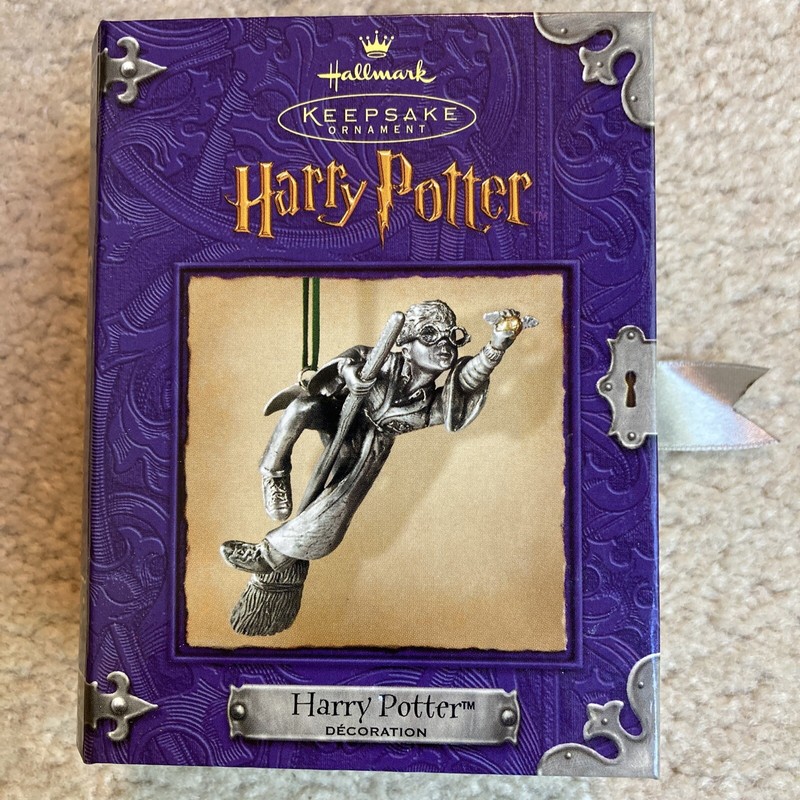  Hallmark Harry Potter Pewter Ornament Book 2000 Quidditch Golden Snitch