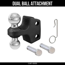CURT Dual Ball Attachment, 2 & 2-5/16 Balls, 15K lbs, Weight Distribution, 45933