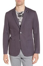 NWT Ted Baker Men's Cliford Piece-Dyed Cotton Blazer Light Gray 40R 495 C858
