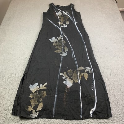 chinese dress ladies Hand-Painted 100% Linen Dress Olive / One Size