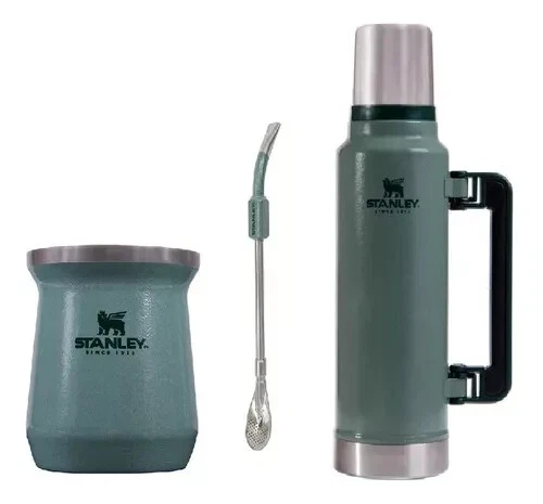 Combo Mate STANLEY Double Wall Stainless Steel with bombilla Spoon GREEN