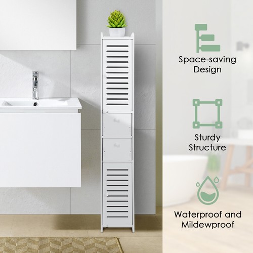118cm Bathroom Storage Cabinet Organiser Cupboard Shelf Laundry Toilet Tall Slim - Picture 5 of 12