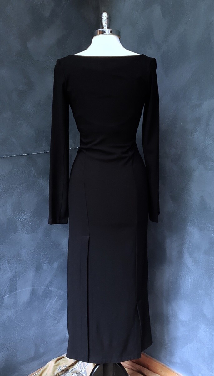 Ann Demeulemeester Black Long Sleeve High Slit Dress 8 NWTs