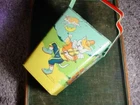 VINTAGE J. CHEIN TIN LITHOGRAPH SAND PAIL MOTHER GOOSE CHARACTERS UNUSUAL HANDLE