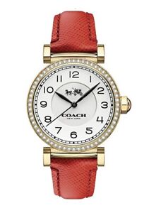 Coach Madison Fashion Leather White/Red Women's Watch 36 mm 14502400
