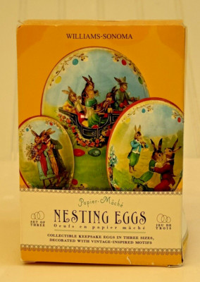 NEW Sealed WILLIAMS-SONOMA Paper Mache Nesting Eggs Set of 3 NIB Made in Germany