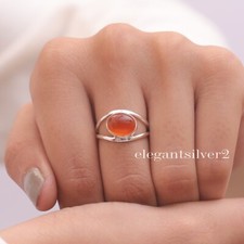 Natural Carnelian Ring 925 Sterling Silver Women Silver Ring Boho Handmade Ring