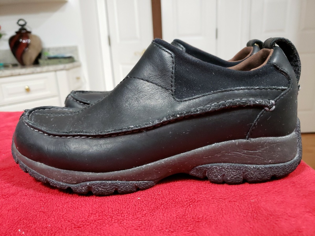 LL Bean Women's 8M Black Leather Slip-On Loafer Moc Hiking Shoe EUC!
