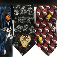 TAZ Bugs Bunny Basketball Tweety Sylvester Looney Tunes Mania Tie Necktie Lot