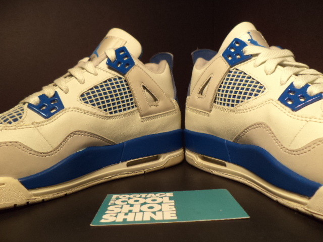 06 Nike Air Jordan IV 4 Retro WHITE MILITARY BLUE CEMENT COOL GREY 308498-141 4Y | eBay