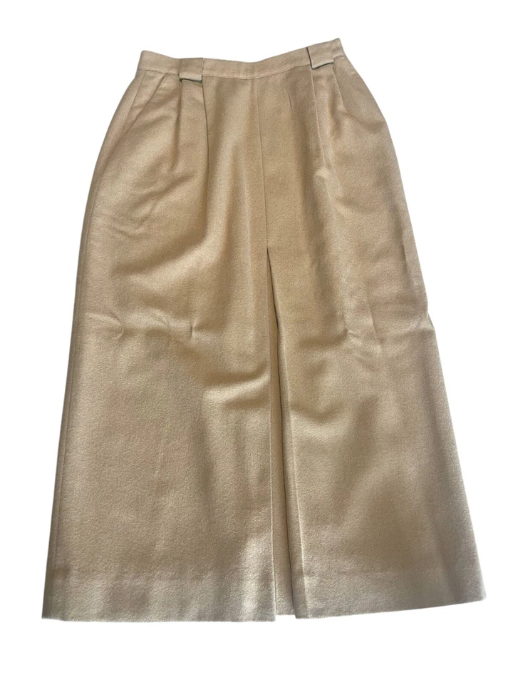 Vintage Christian Dior Camel Brown Pencil Skirt Size 10 Wool Cashmere Blend