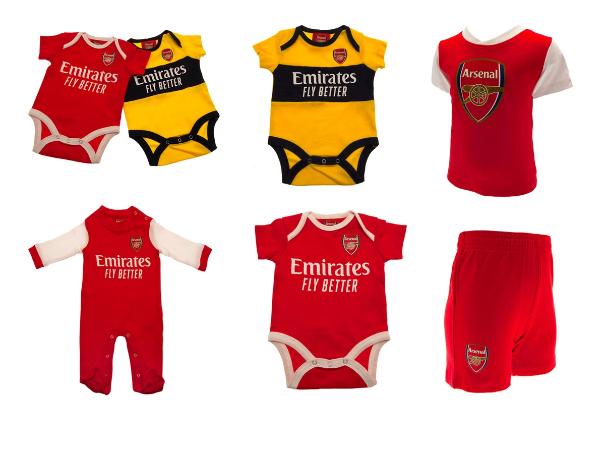 Arsenal FC Clothes Bodysuit Sleepsuit or Shirt Shorts Baby Toddler Outfit Gift
