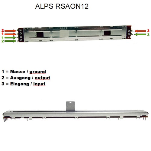 ALPS 10K Schiebepotentiometer RSA0N12 Schiebeweg: 100mm Potentiometer Poti Fader - Bild 3 von 13