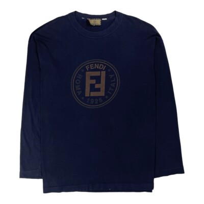 Vintage FENDI Roma Italy Spell Out FF Graphic T Shirt Long Sleeve