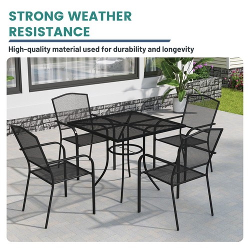 Mondawe Patio Steel Mesh Table Chair Outdoor Furniture Dining Table Chair - Picture 8 of 40