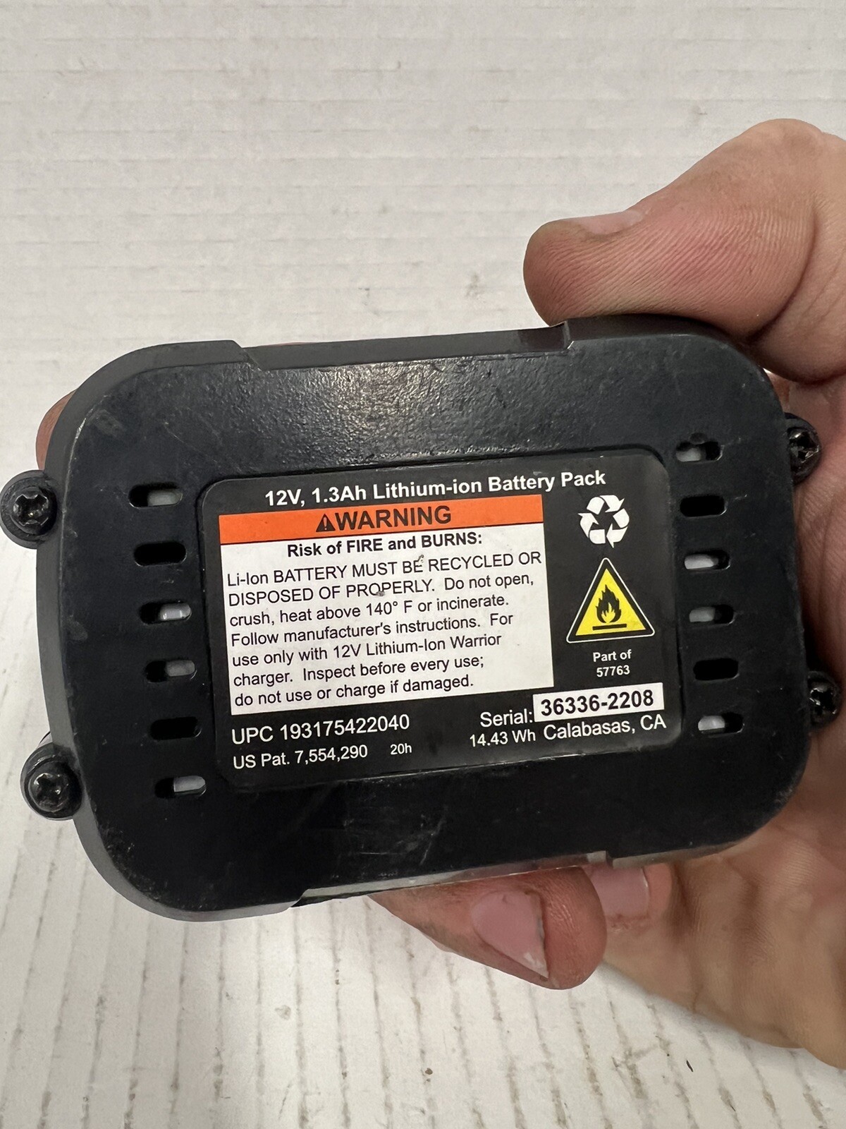 Warrior 12V Lithium Battery Pack 1.3 Ah works great eBay