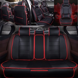 Details About Deluxe Leather Seat Cover Car Full Set Cushion 5 Seats Interior Black Red New