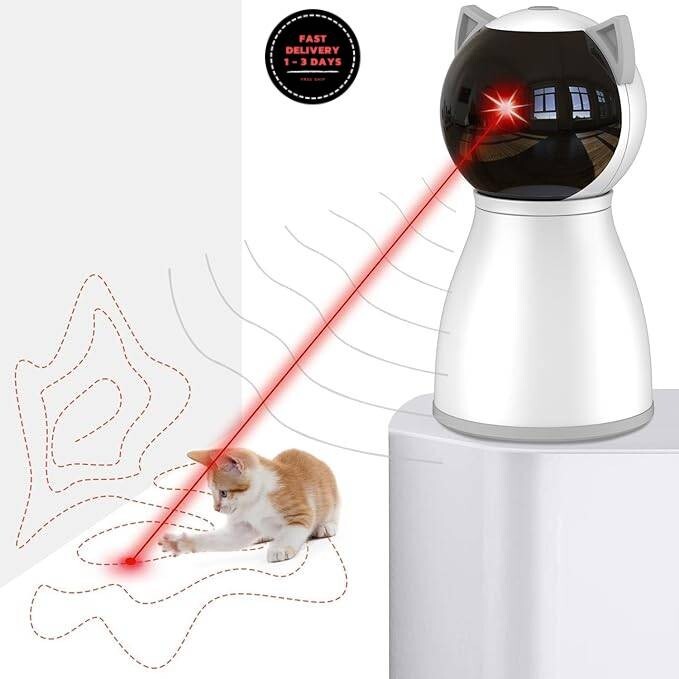 Juguetes láser para gatos de interior, movimiento de trayectoria aleatoria real.