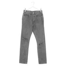 CELINE 21AW Destroyed Kart Denim Pants N586 919M 38CD Knee Crash Jeans Gray Used