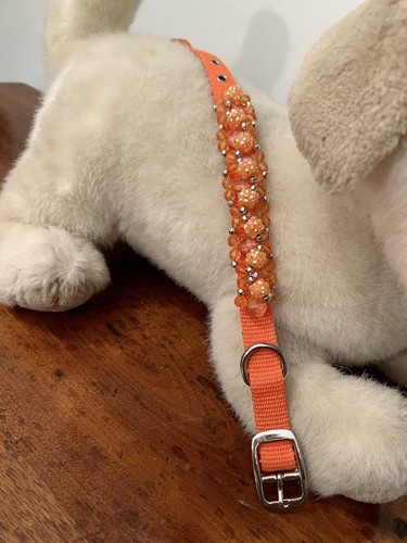Collare Cani, Tecnico Arancione con Perline e Strass Arancioni , Mis. S - Foto 7 di 17