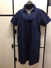 Margaret Howell S Shirt Dress Blue Flyweight Cotton Collar Split V MHL II