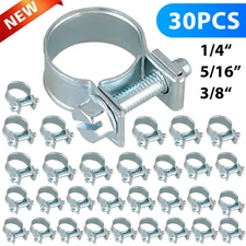 30Pcs Metal 1/4" 5/16" 3/8" Fuel Injection Gas Line Hose Clamps Clip Pipe Clamp