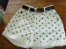 NWT Vintage Chic shorts green white polka dots denim 1990s 1980s missy Small 5