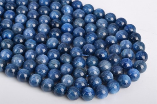 Cuentas sueltas redondas de piedras preciosas de cianita natural genuina de 11 mm de 16" - Imagen 2 de 3