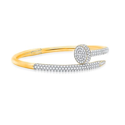 3.50 CT Round Cut Earth Mined Diamond Bangle Bracelet Solid 10K Yellow Gold_USA