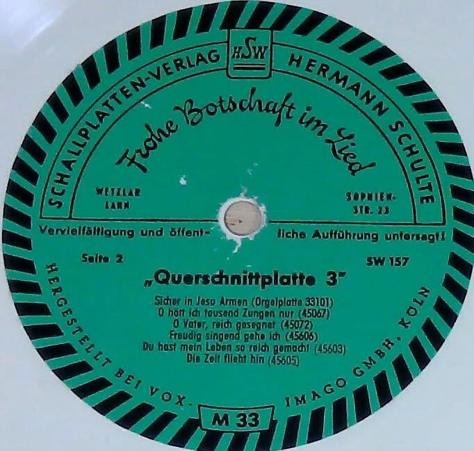 Frohe Botschaft im Lied - Various – Querschnittplatte 3 - Flexi-Disc 60er - Bild 2 von 2
