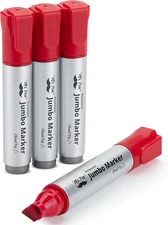 Mr. Pen Jumbo Red Permanent Markers, 4-Pack, Chisel Tip
