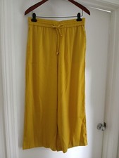 Zara NWOT Gold Satin Effect Cropped Wide Leg Elastic Waist Pants L