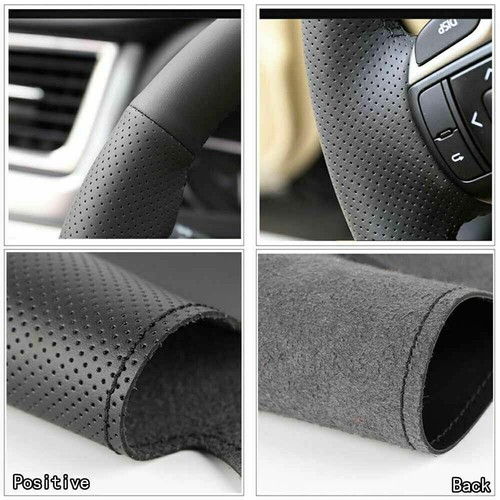 Carbon Fiber&Leather Steering Wheel Hand Sewing Wrap Cover For Toyota Highlander - Picture 10 of 12