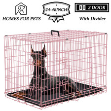 48 Inch Foldable Large Dog Crate for Large Dogs, Kennels for Medium Dogs, Pink