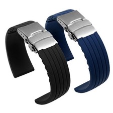 Silicone Rubber Watch Strap Band Deployment Clasp 18mm 20mm 22mm 24mm
